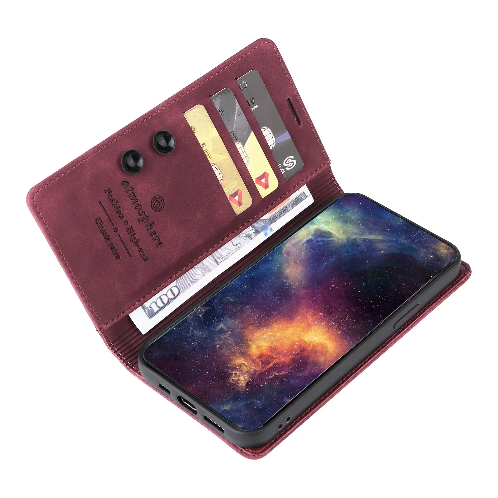 006 Series For iPhone 15 Pro Max Case PU Leather Foldable Stand Phone Cover