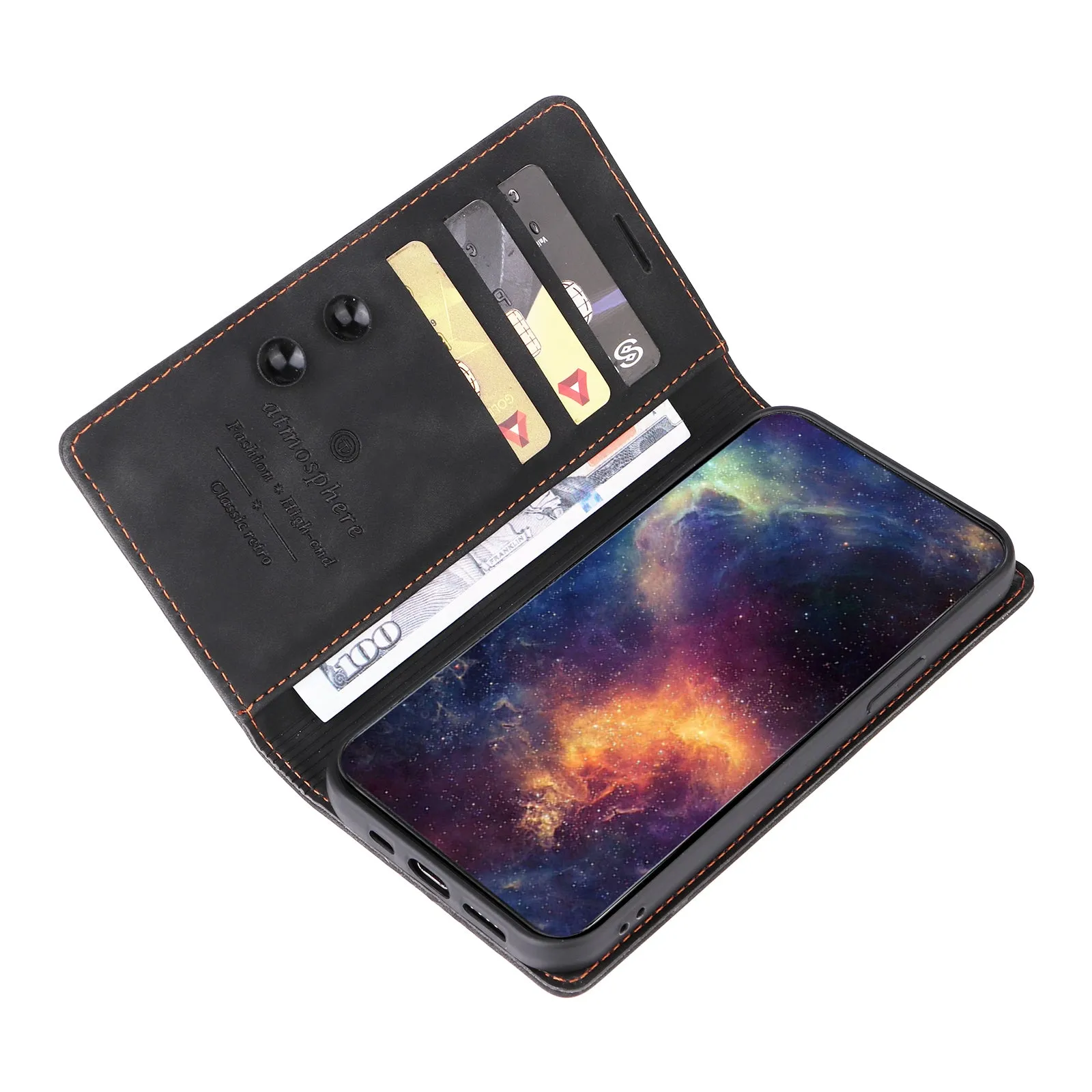 006 Series For iPhone 15 Pro Max Case PU Leather Foldable Stand Phone Cover