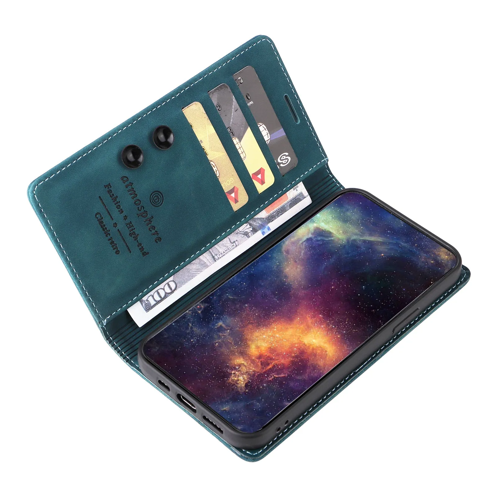 006 Series For iPhone 15 Pro Max Case PU Leather Foldable Stand Phone Cover