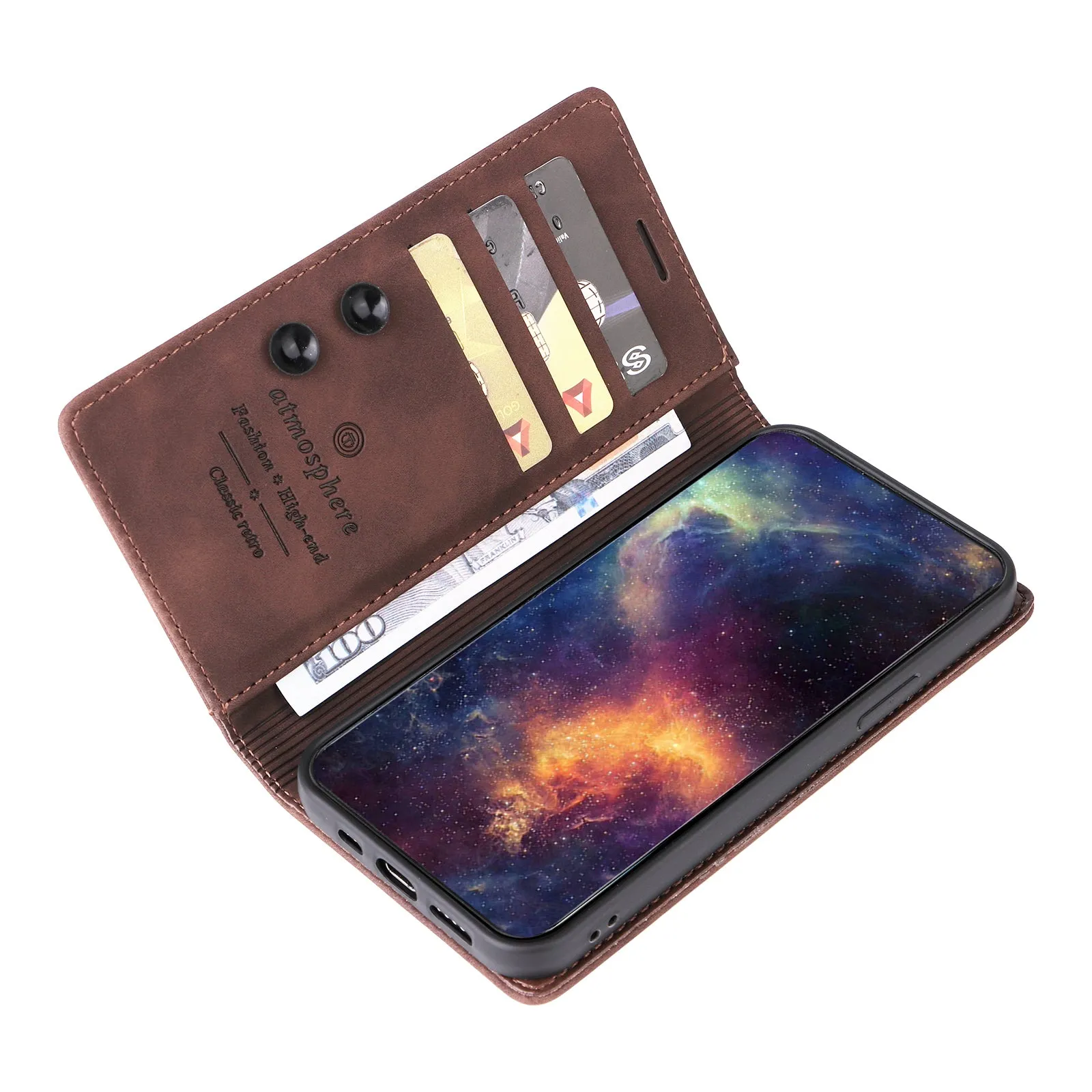 006 Series For iPhone 15 Pro Max Case PU Leather Foldable Stand Phone Cover