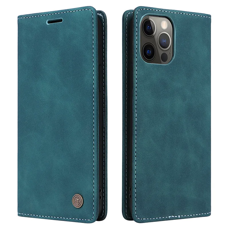 006 Series For iPhone 15 Pro Max Case PU Leather Foldable Stand Phone Cover