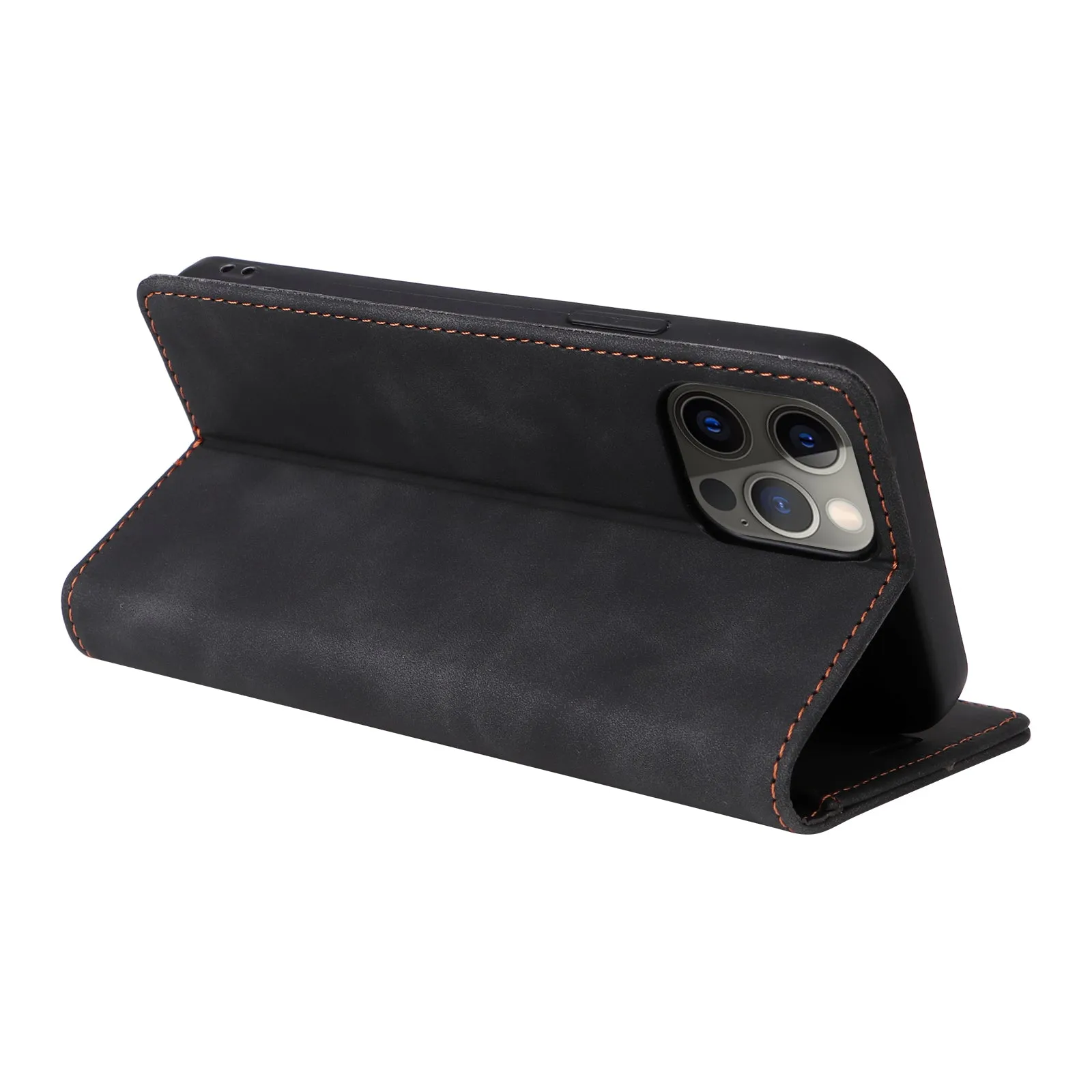 006 Series For iPhone 15 Pro Max Case PU Leather Foldable Stand Phone Cover