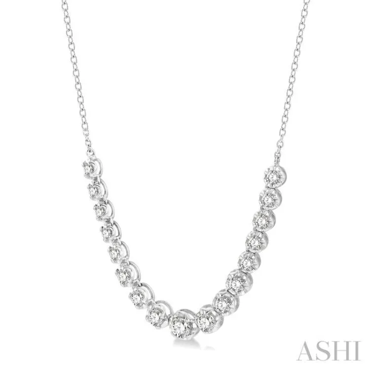 1 ctw Round Cut Diamond Illusion Necklace in 10K White Gold