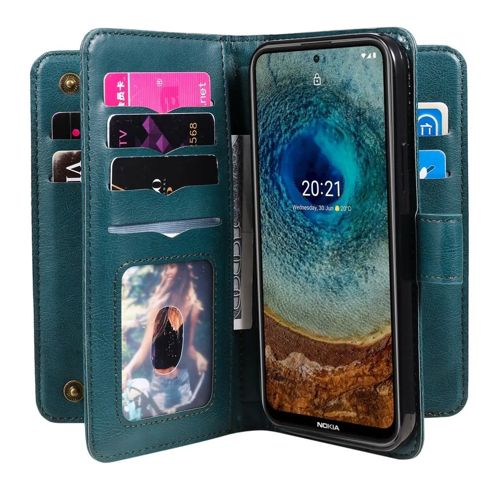 10-slot wallet case for Nokia X10 / X20 - Blackish Green