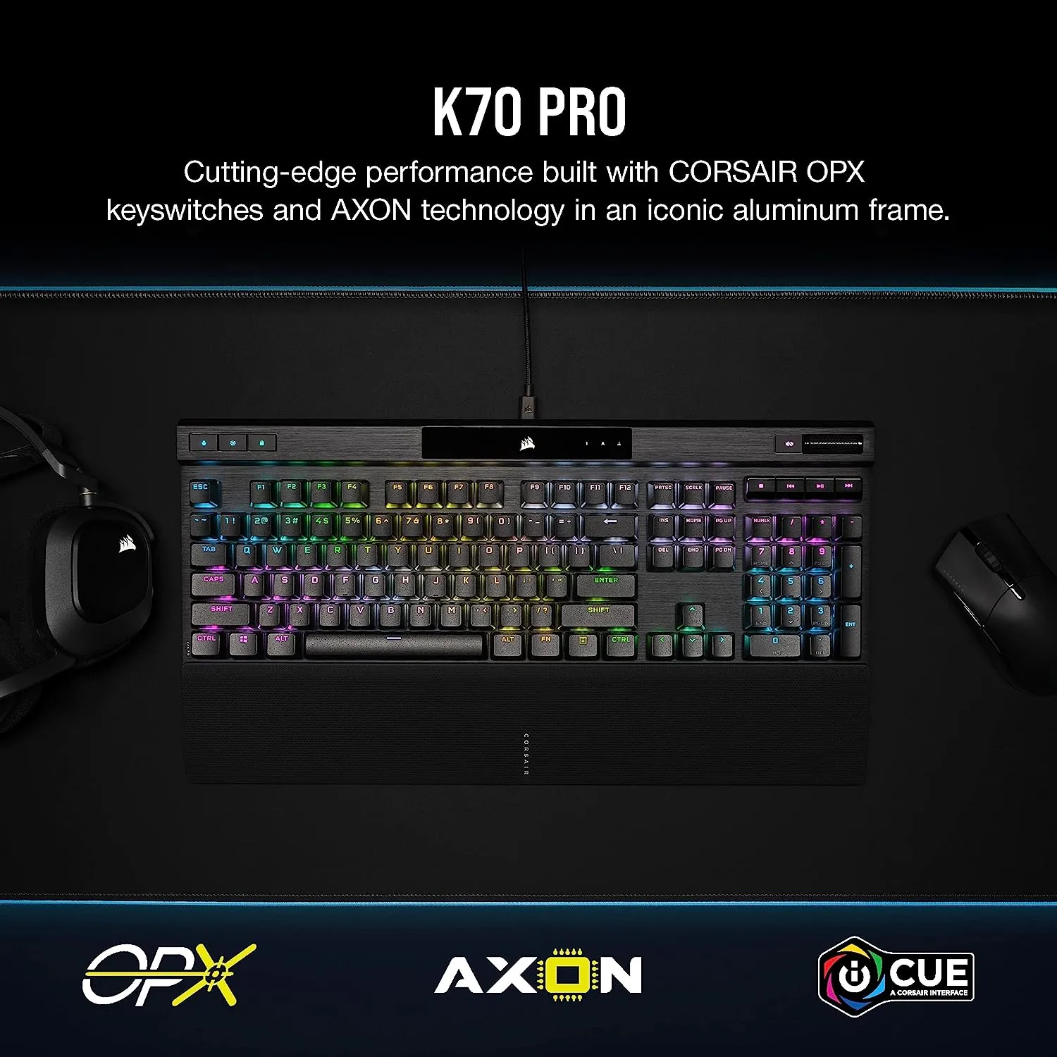 [12月聖誕優惠] Corsair K70 RGB PRO Optical-Mechanical Gaming Keyboard with PBT DOUBLE SHOT PRO Keycaps CH-910941A-NA