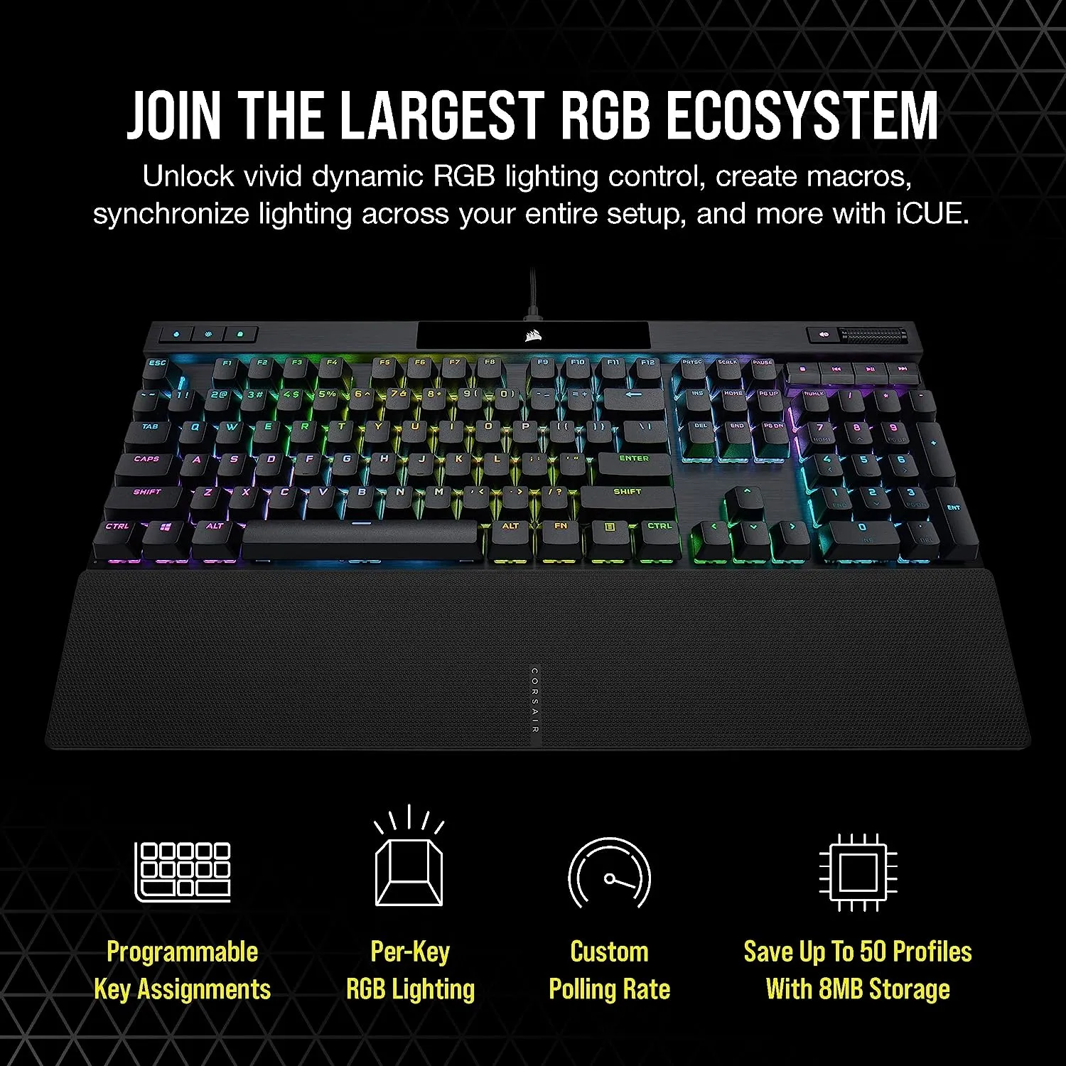 [12月聖誕優惠] Corsair K70 RGB PRO Optical-Mechanical Gaming Keyboard with PBT DOUBLE SHOT PRO Keycaps CH-910941A-NA