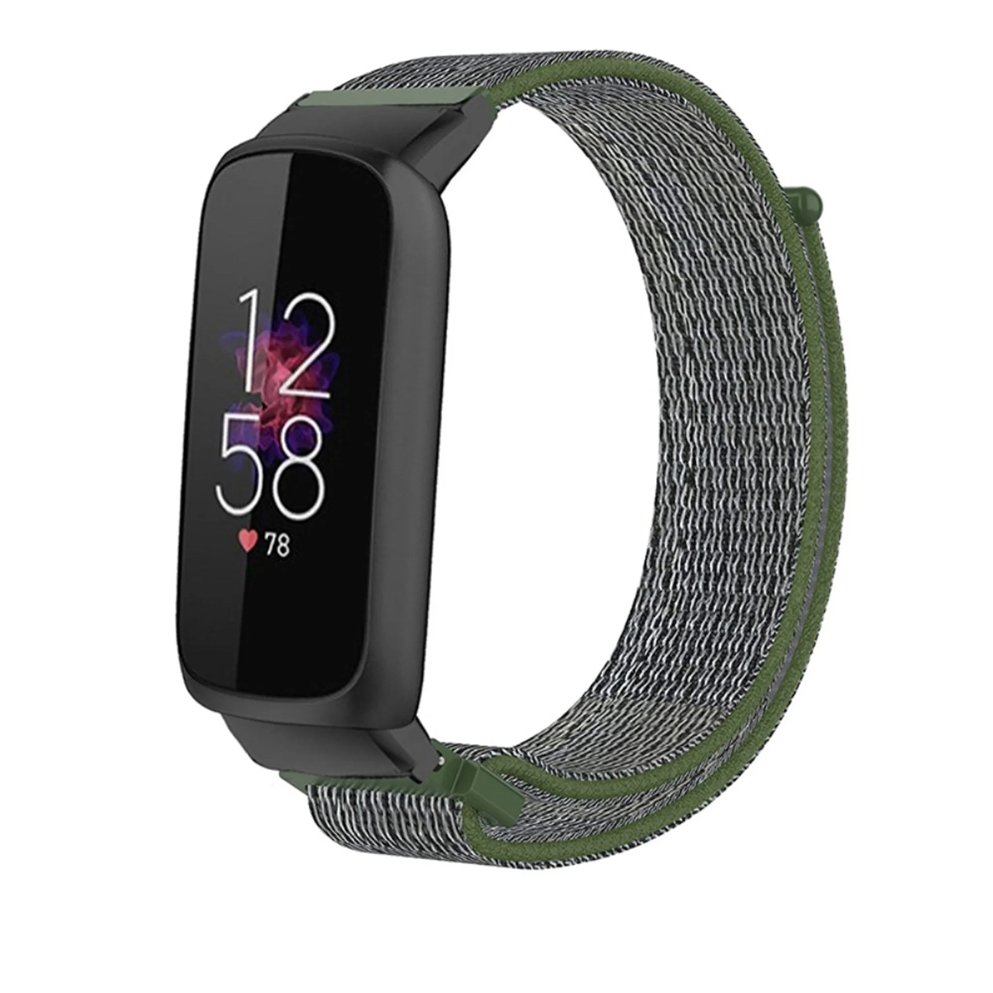 14mm Fitbit Luxe nylon loop watch strap - Army Green