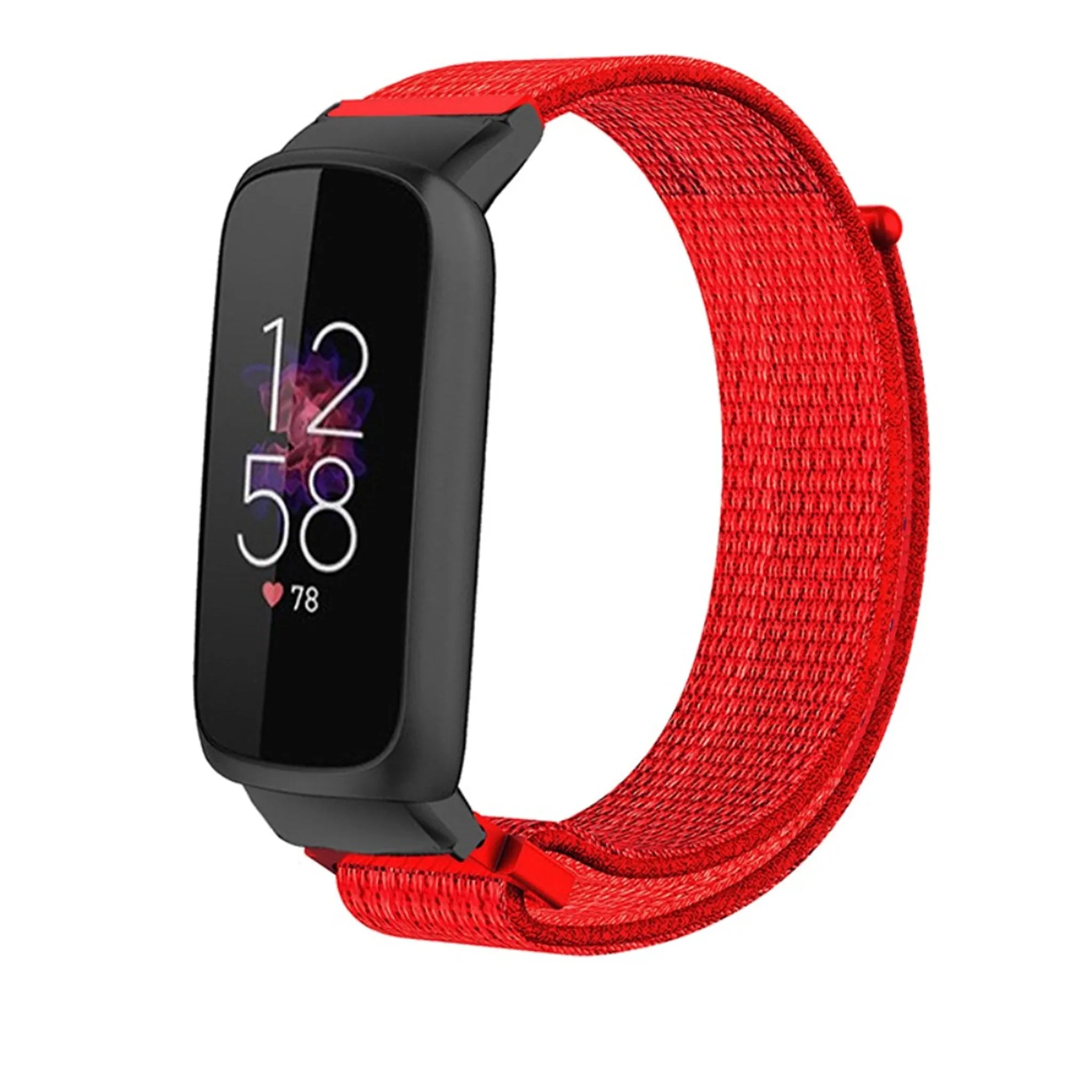 14mm Fitbit Luxe nylon loop watch strap - Red