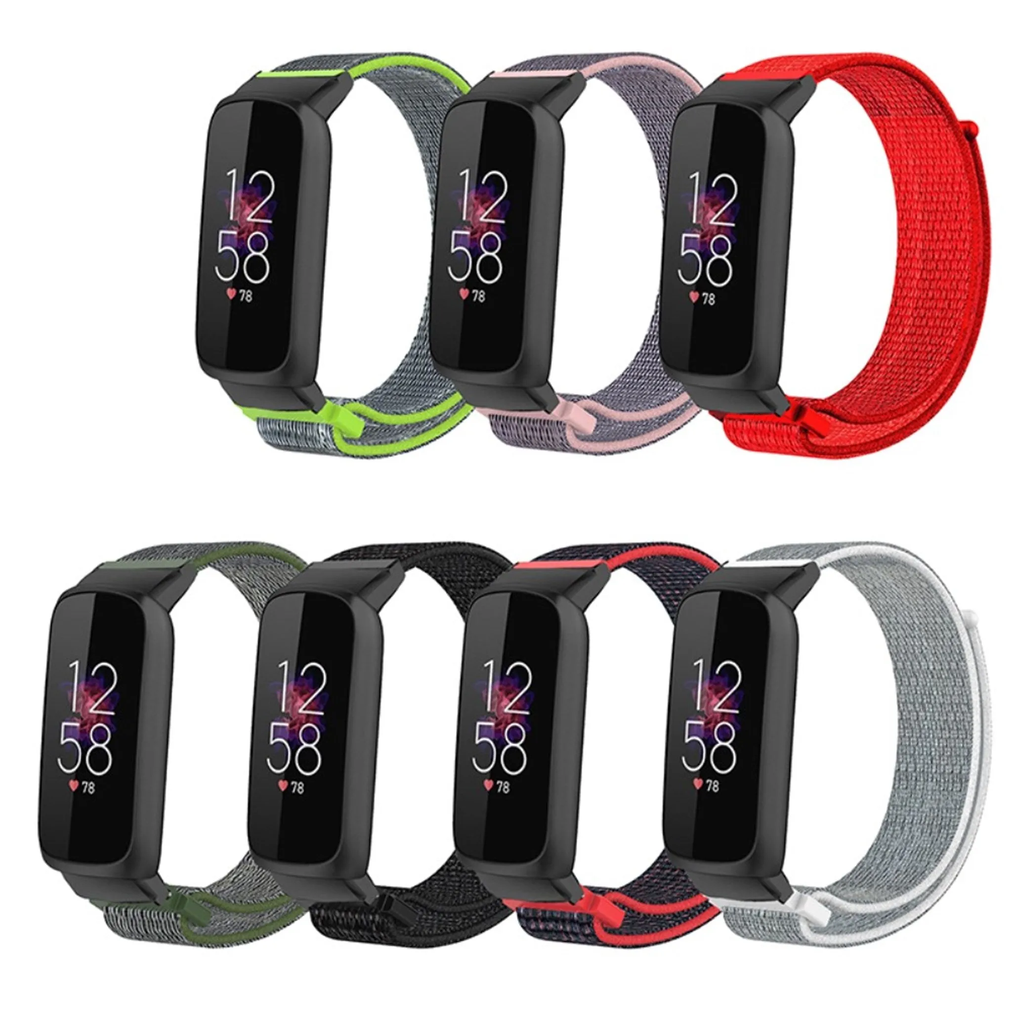 14mm Fitbit Luxe nylon loop watch strap - Red