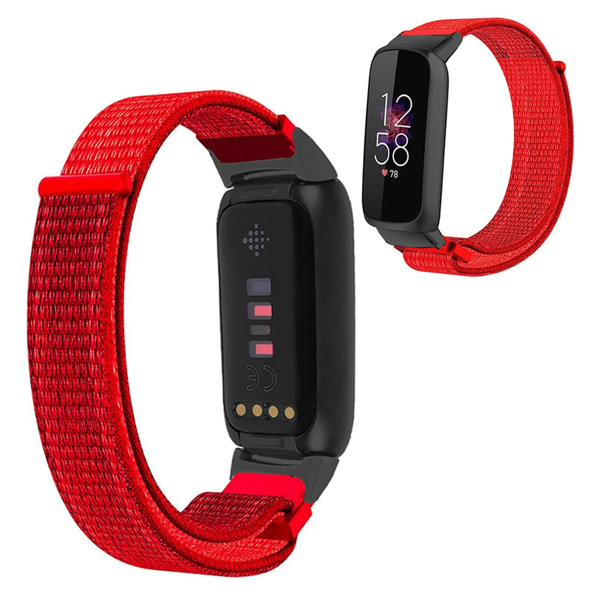 14mm Fitbit Luxe nylon loop watch strap - Red