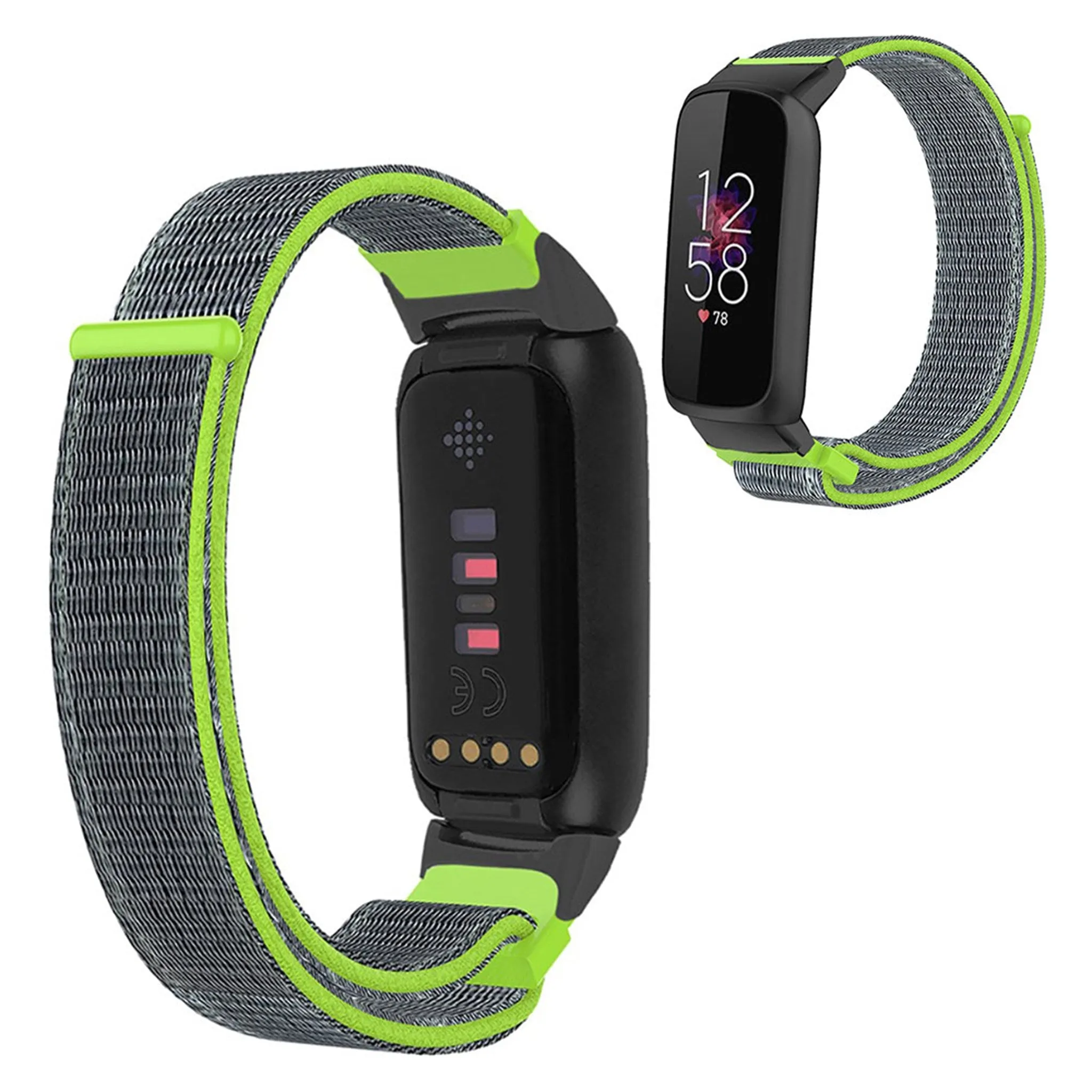 14mm Fitbit Luxe nylon loop watch strap - Shiny Green