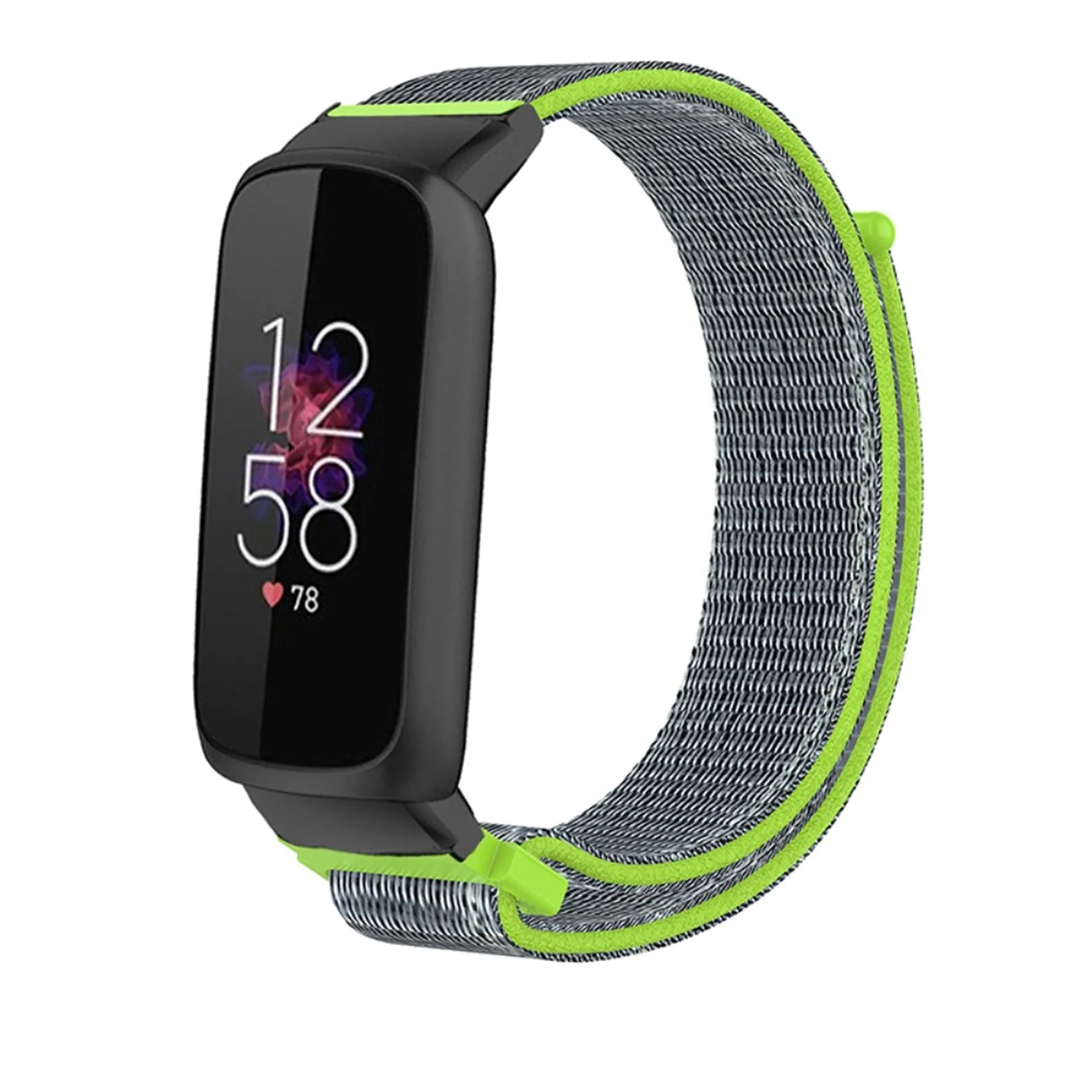 14mm Fitbit Luxe nylon loop watch strap - Shiny Green