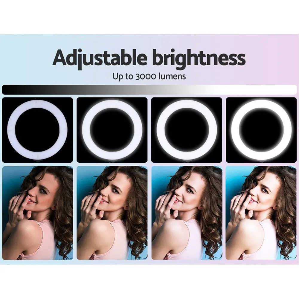 14" LED Ring Light 5600K 3000LM Dimmable Stand MakeUp Studio Video