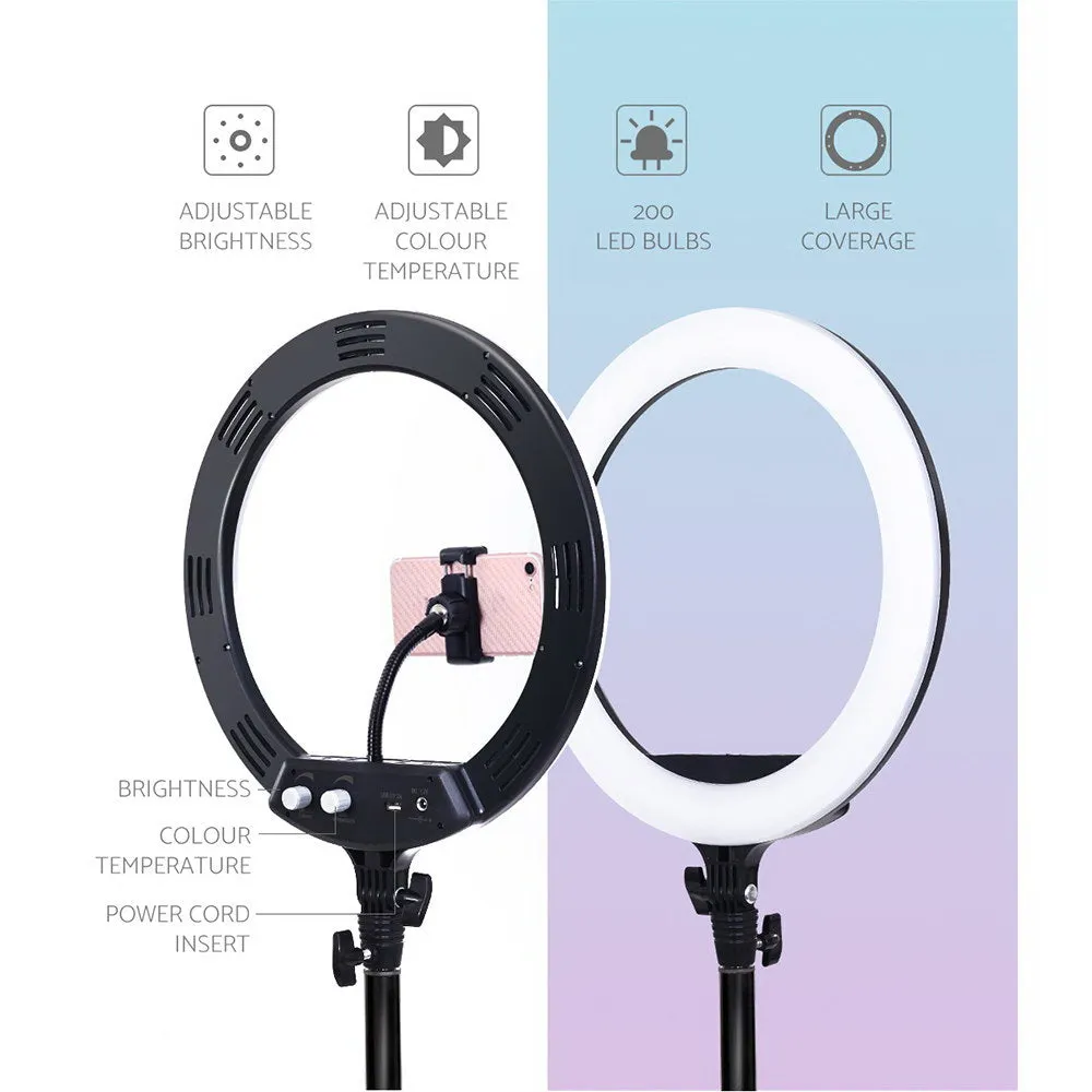 14" LED Ring Light 5600K 3000LM Dimmable Stand MakeUp Studio Video