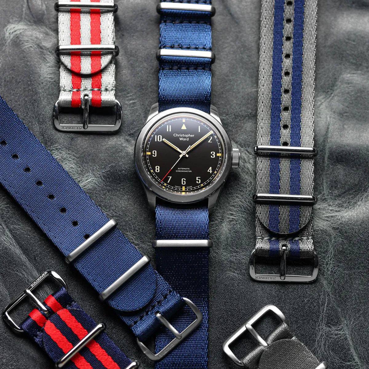 1973 British Military Watch Strap: ARMOURED - Navy Blue, Polished