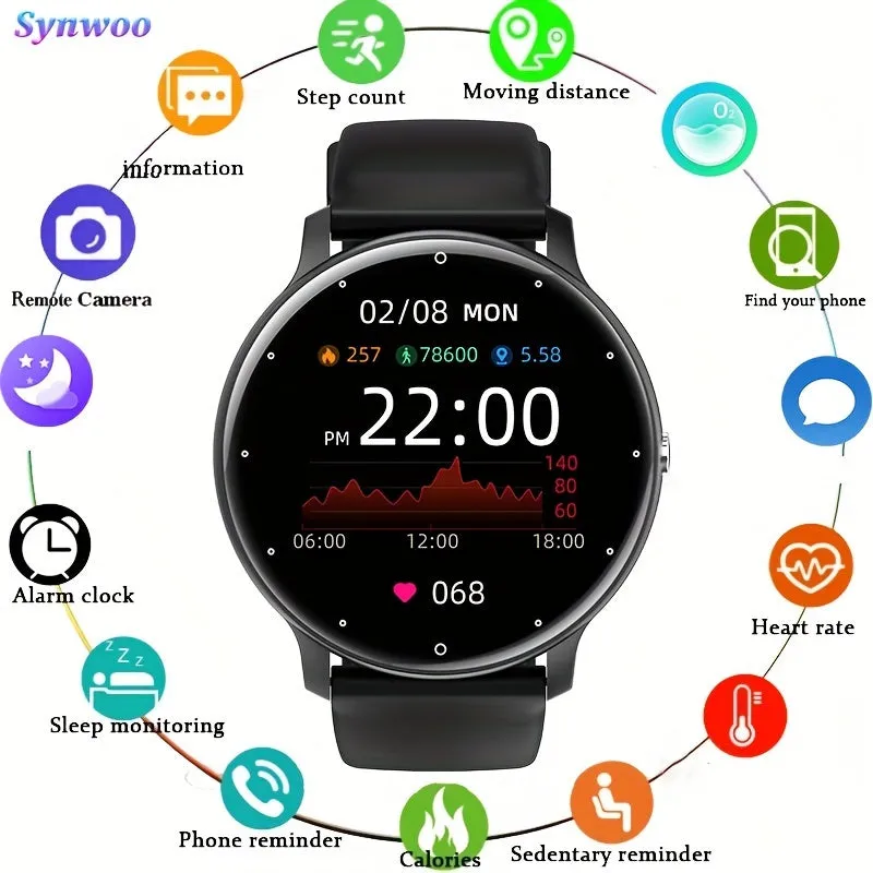 1pc Full Touch Screen Smartwatch - Waterproof Fitness - Music Control