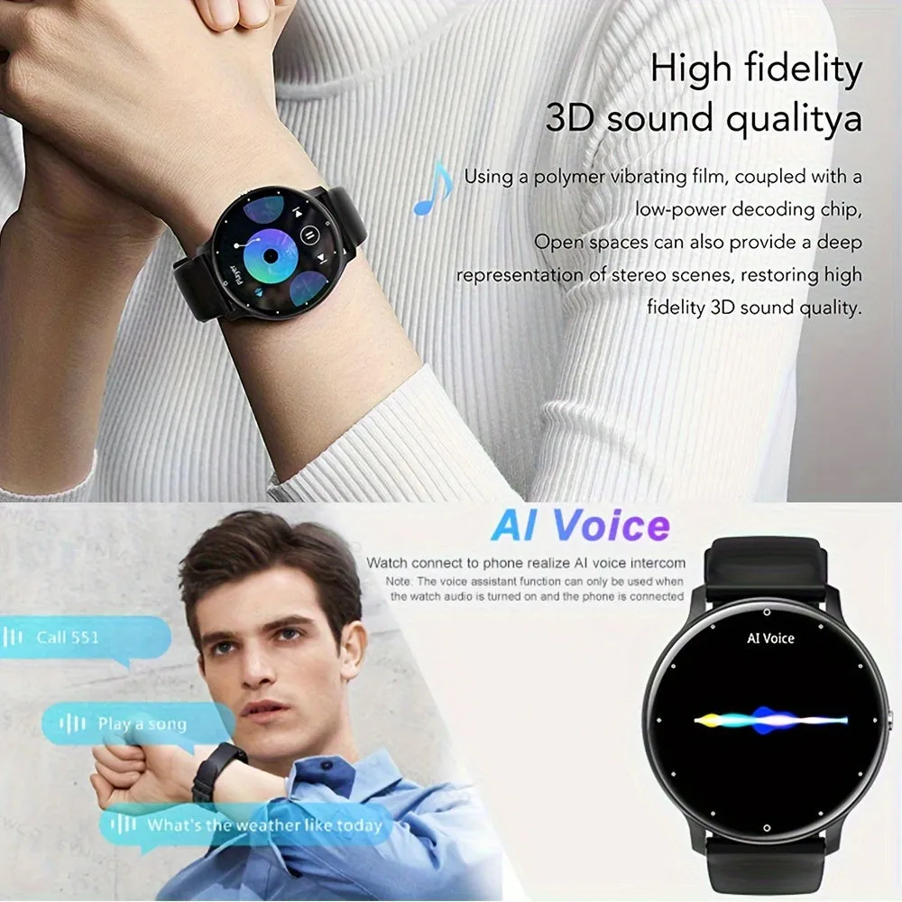 1pc Full Touch Screen Smartwatch - Waterproof Fitness - Music Control