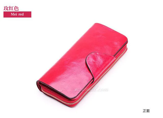 2016  Hot Sales First Layer Of Cowhide Female Wallets Zipper Genuine Leather Long Design Lovers Men/Women Wallets