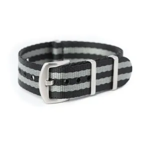 20mm 22mm Seat Belt Nylon Watch Strap - Black Grey [ James Bond ]