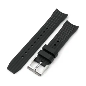 20mm Chaffle Resilient Curved End FKM Rubber watch strap, Black