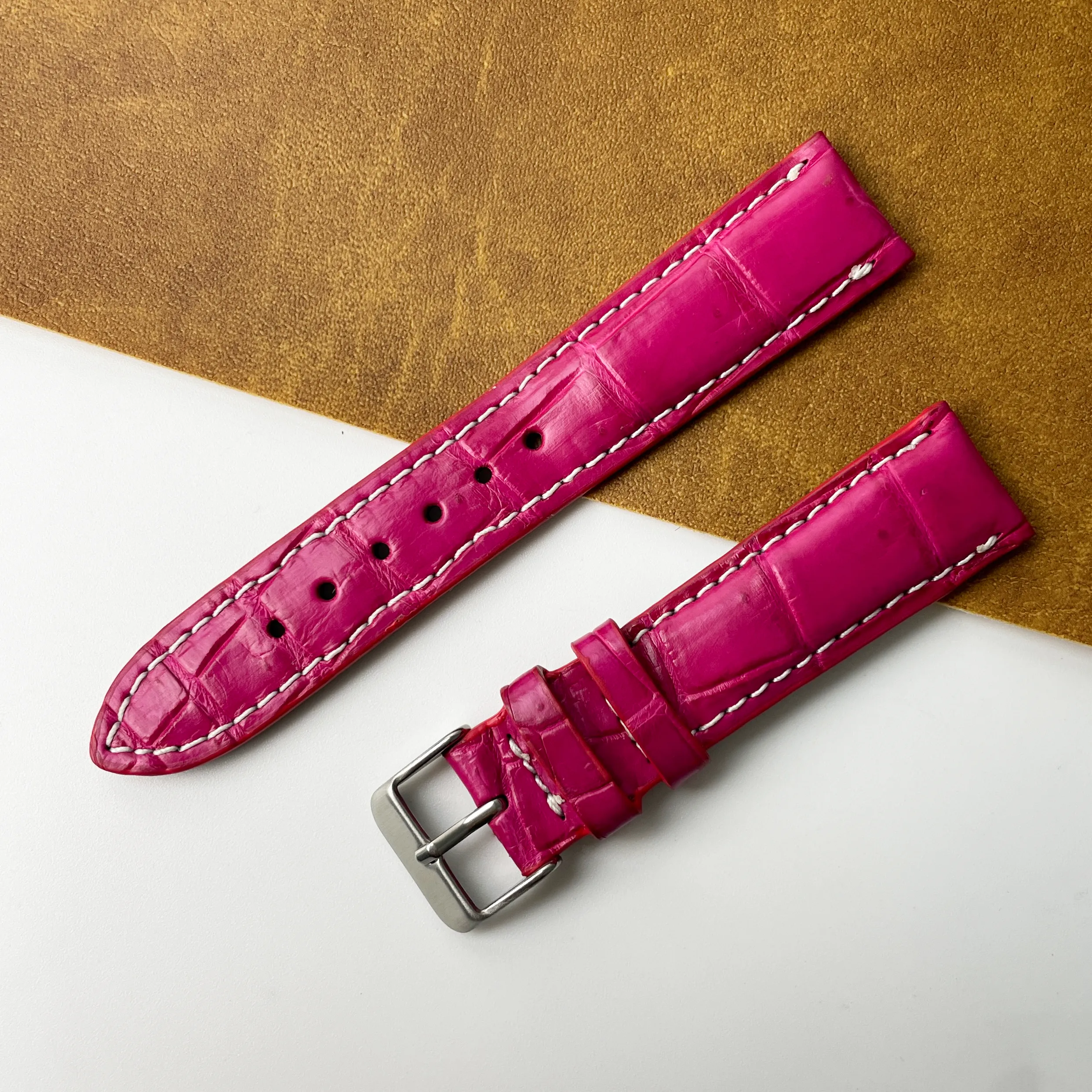 20mm Pink Unique Texture Alligator Watch Band For Men DH-226C