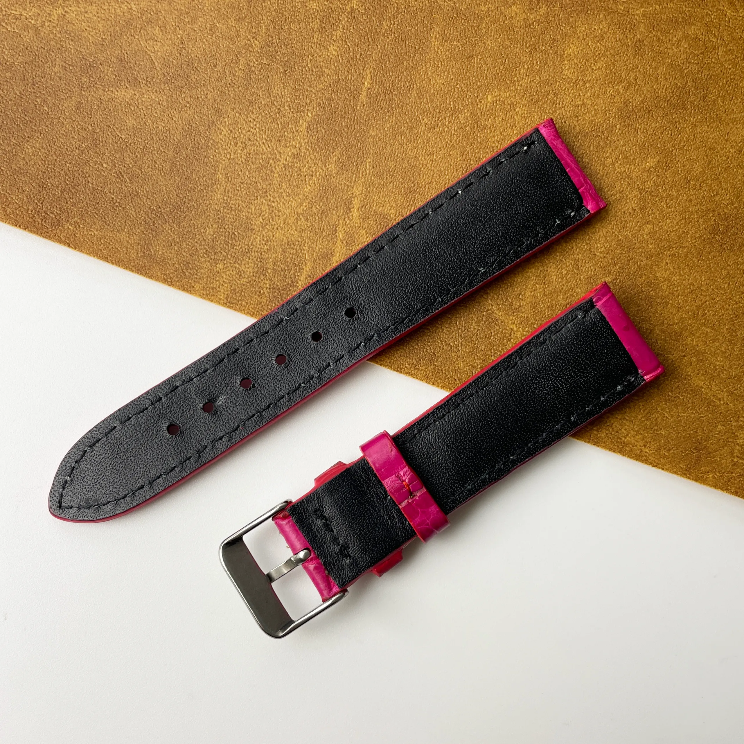 20mm Pink Unique Texture Alligator Watch Band For Men DH-226C