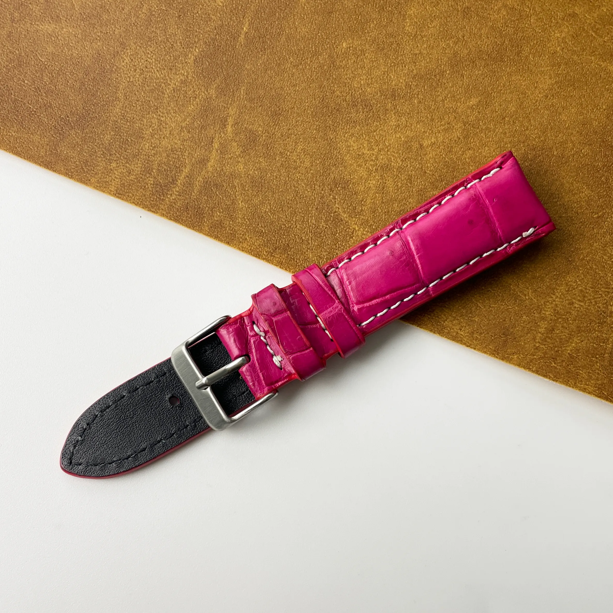 20mm Pink Unique Texture Alligator Watch Band For Men DH-226C