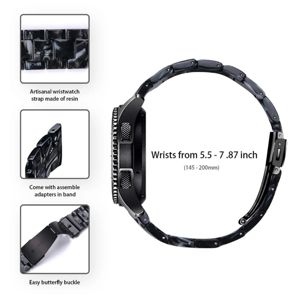 20mm smooth resin watch strap for Amazfit watch - Black / White