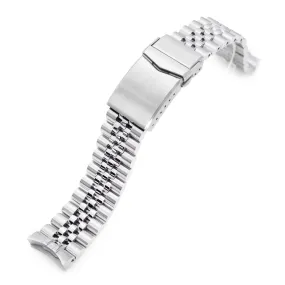 20mm Super-J Louis JUB Watch Band for Seiko 5 Sports 40mm SRPE51 SRPE53 SRPG35, Stainless Steel - Brushed with Polished Center, V Diver Clasp