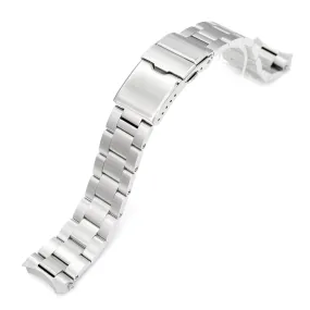 20mm Super-O Boyer Watch Band for Seiko Steelmaster SPB185 SPB187, Stainless Steel - Brushed, Baton Diver Clasp