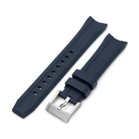 20mm Wheels Resilient Curved End FKM Rubber watch strap, Navy Blue