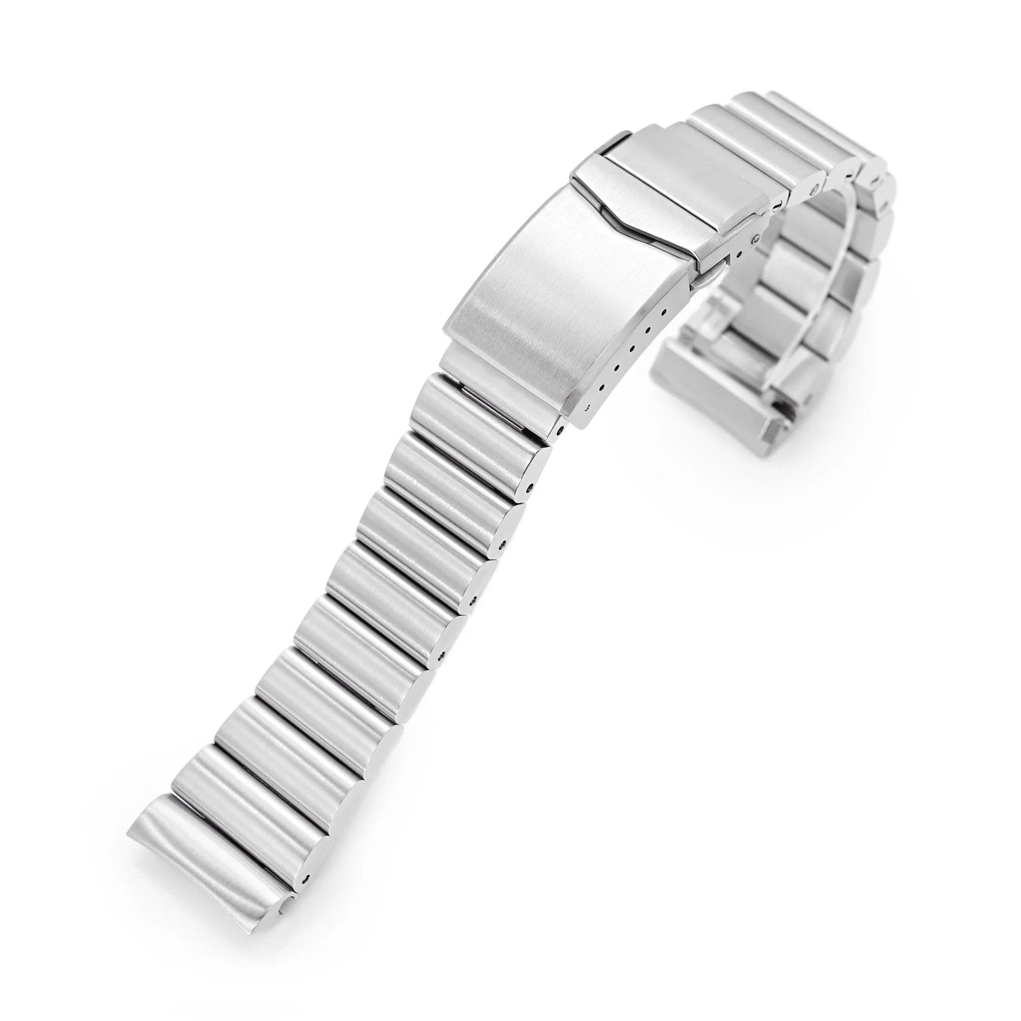 22mm Bandoleer Watch Band compatible with Seiko new Turtles SRP777, 316L Stainless Steel Brushed V-Clasp