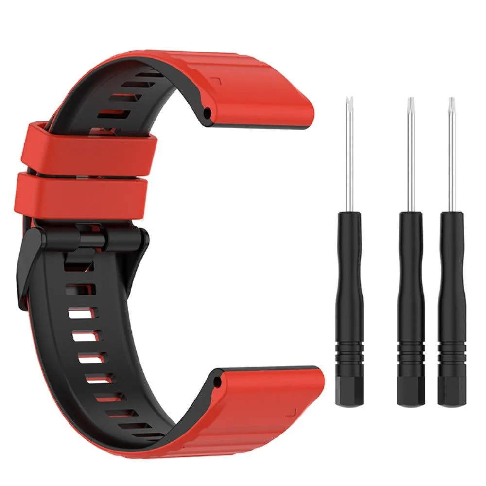 22mm dual color silicone watch strap for Garmin watch  - Red / Black