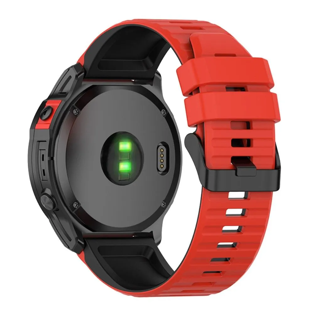 22mm dual color silicone watch strap for Garmin watch  - Red / Black