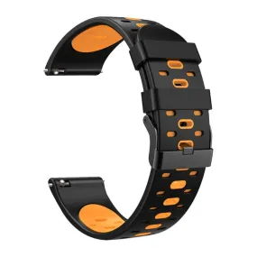 22mm Universal bi-color silicone watch strap - Black / Orange