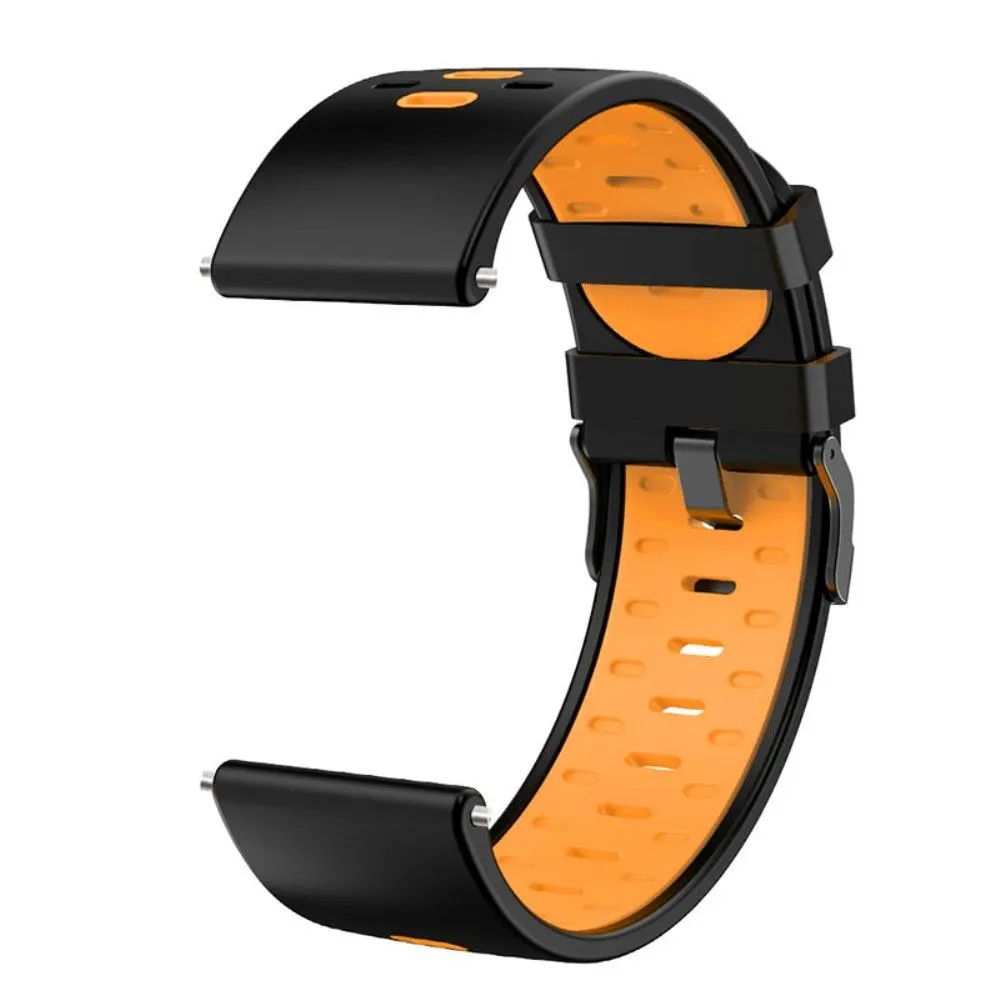 22mm Universal bi-color silicone watch strap - Black / Orange