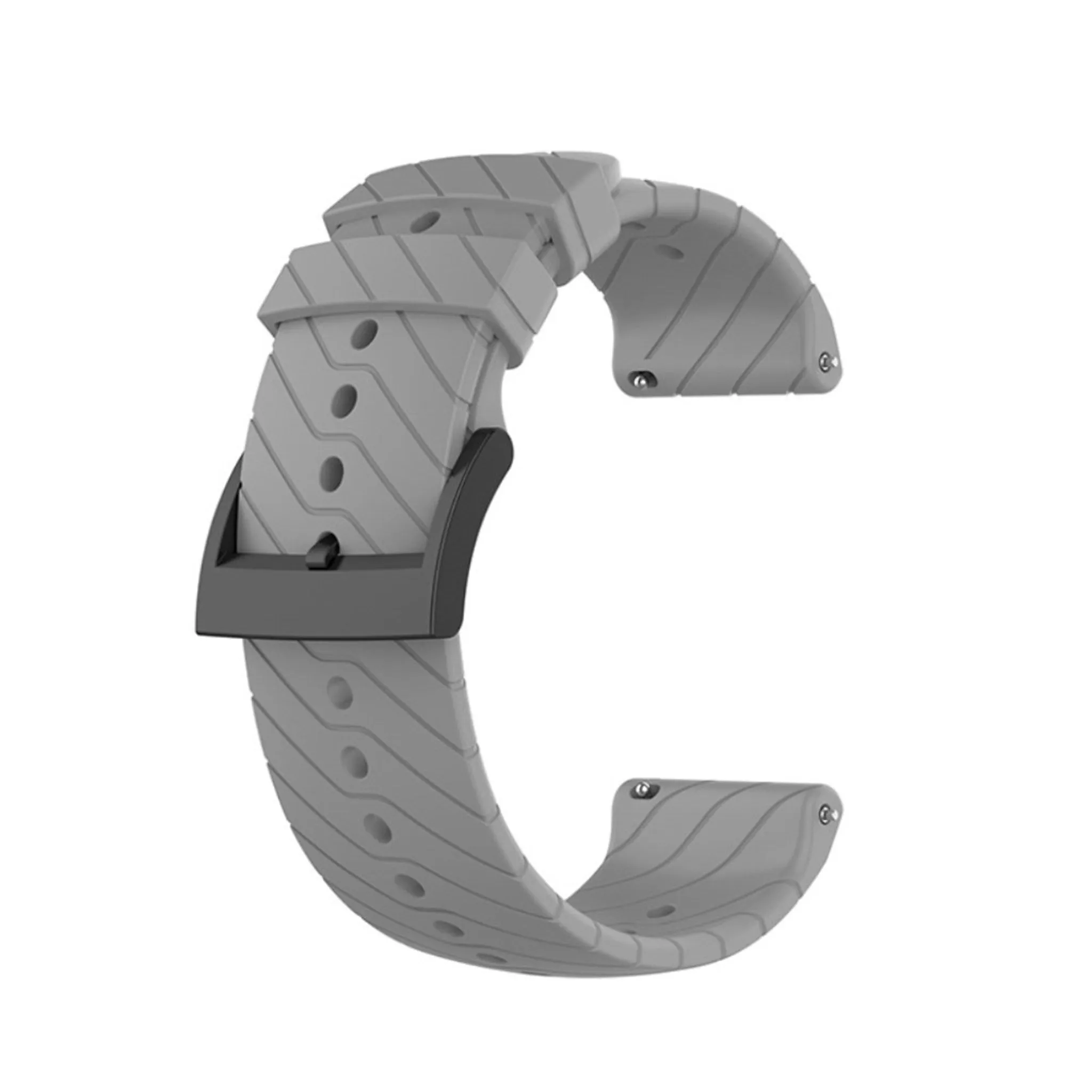 24mm twill texture silicone watch strap for Suunto device - Grey