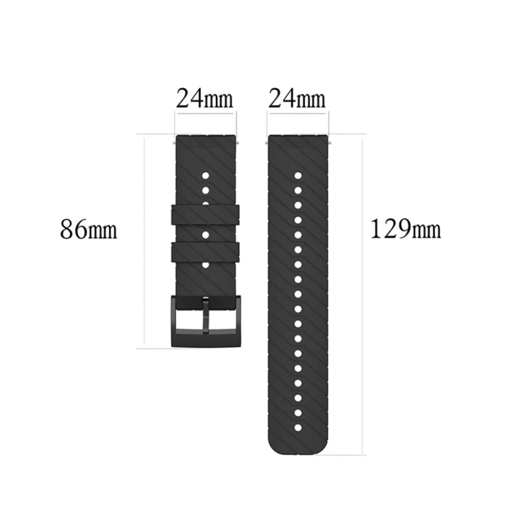 24mm twill texture silicone watch strap for Suunto device - Grey