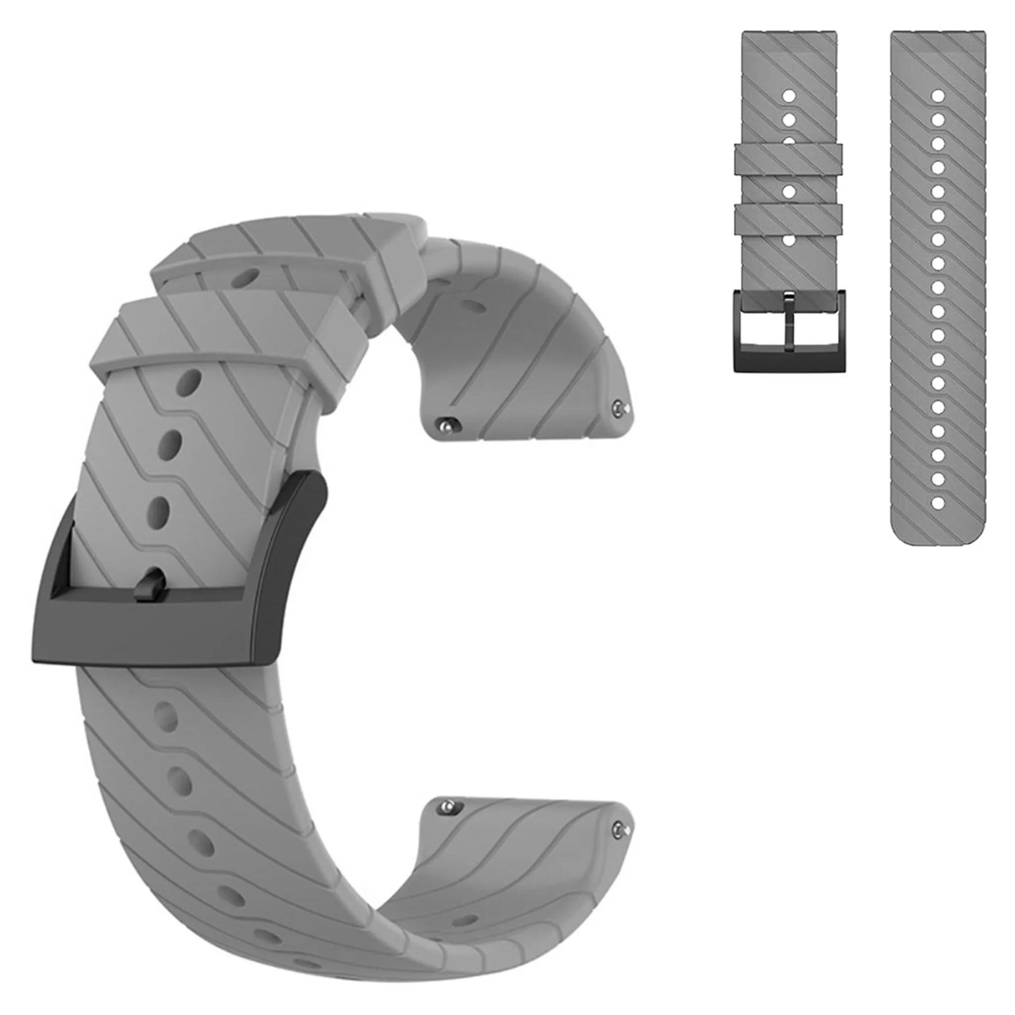 24mm twill texture silicone watch strap for Suunto device - Grey