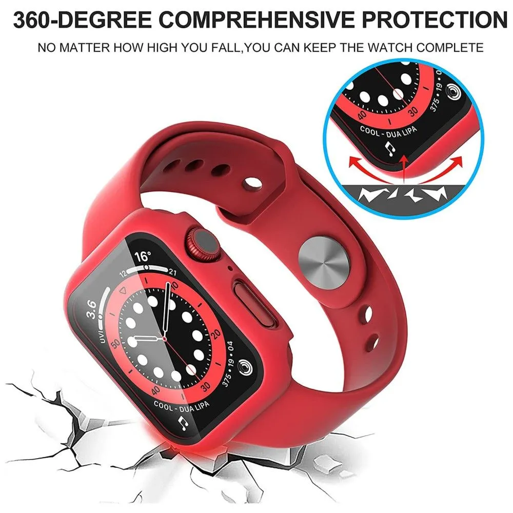 2Pcs Apple Watch (41mm) cover with tempered glass - Red