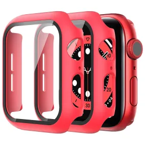 2Pcs Apple Watch (41mm) cover with tempered glass - Red