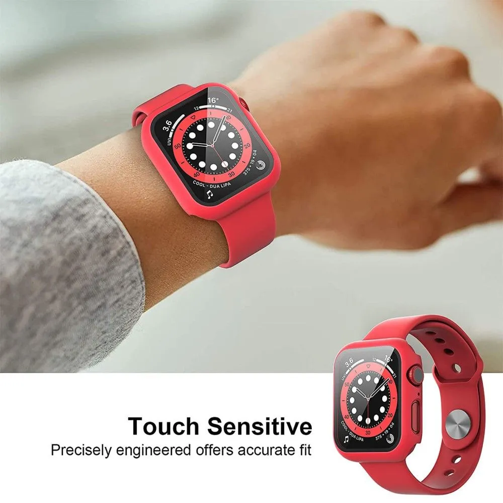 2Pcs Apple Watch (41mm) cover with tempered glass - Red