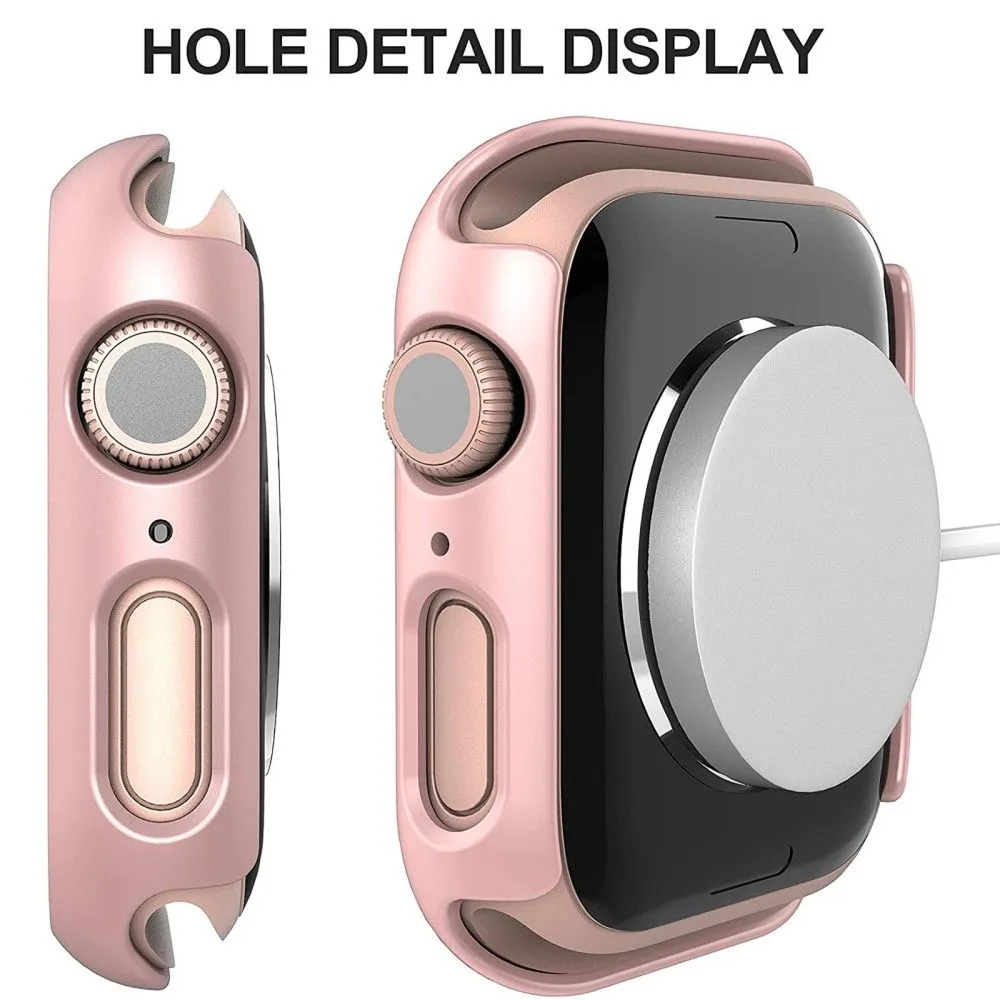 2Pcs Apple Watch (45mm) cover with tempered glass - Rose Gold