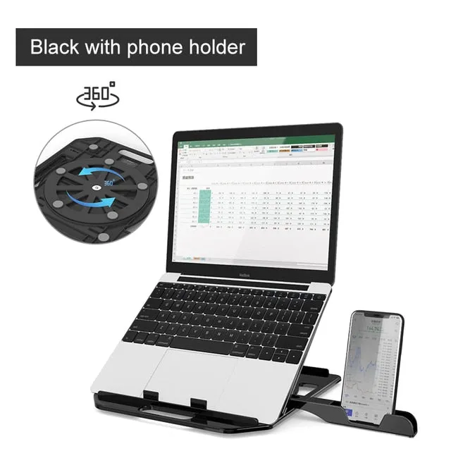 360 Rotating Laptop Stand with Phone Holder