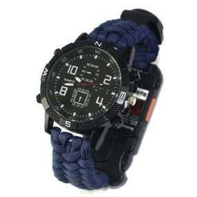 6 in 1 Outdoor Watch, USB Cable, Emergency Signal, Parachute Cord Band