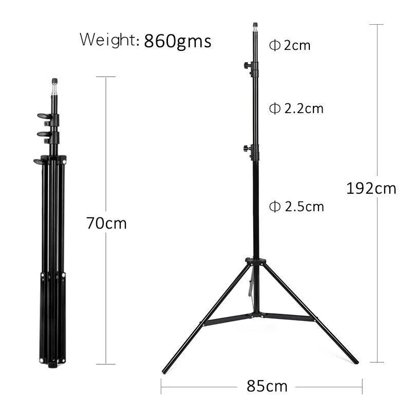 8Pcs 190cm Light Stands with 1/4" Adapter for Photography light