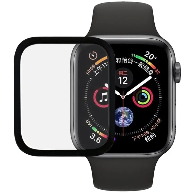 9H 3D Edge Glue Full Screen Tempered Glass Film for Apple Watch Series 5 / 4 44mm(Black)