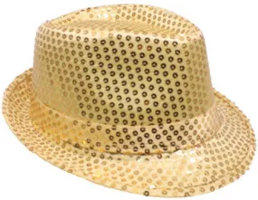 adult unisex gold sequin fedora hat Case of 72