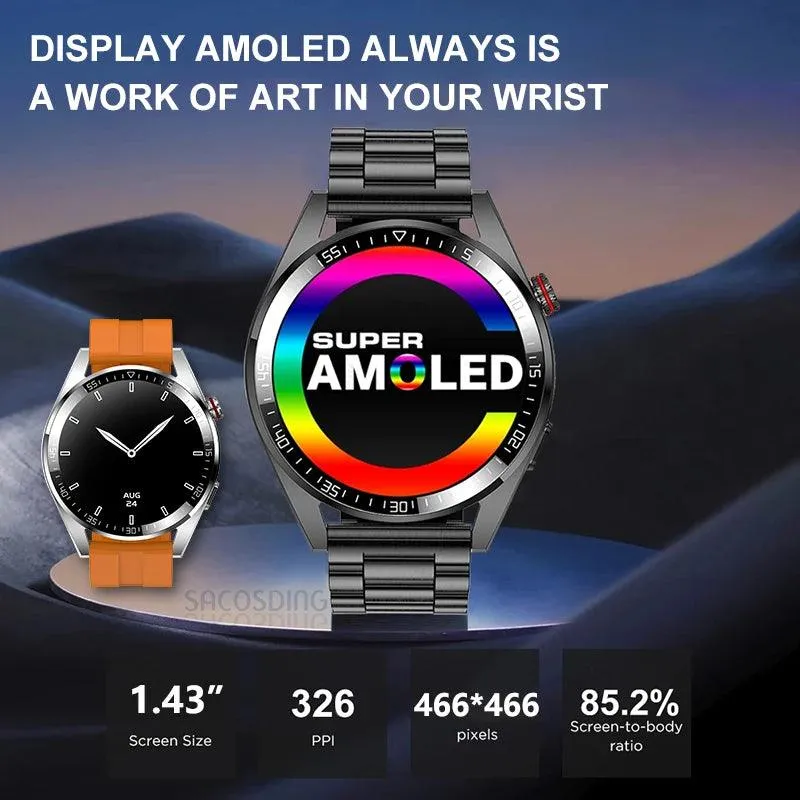 Advanced AMOLED Smartwatch with Bluetooth Calling, Health Tracking, and Multi-Sport Modes for iOS & Android