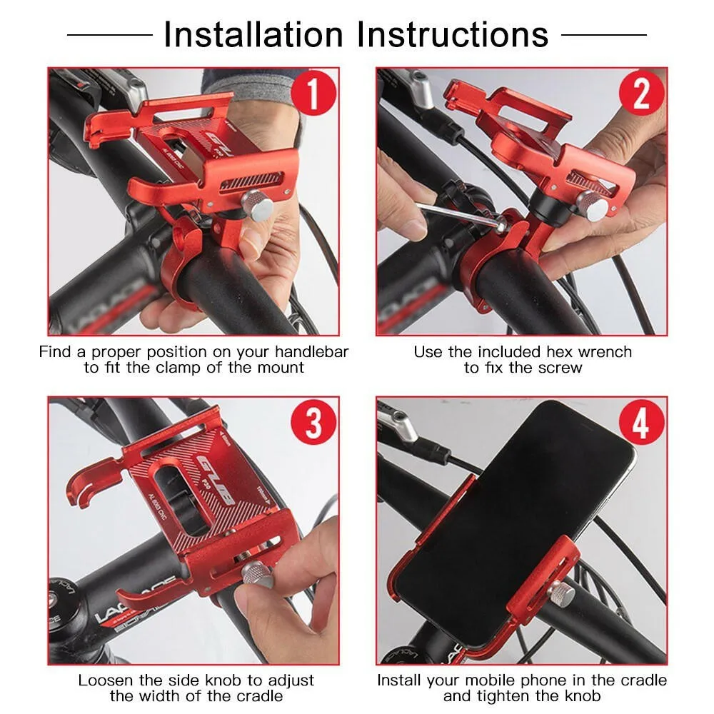 Aluminum Bike Phone Holder 360 Degree Rotating Adjustable Anti Slip Cycling Bicycle Handlebar Phone Mount Holder Stand